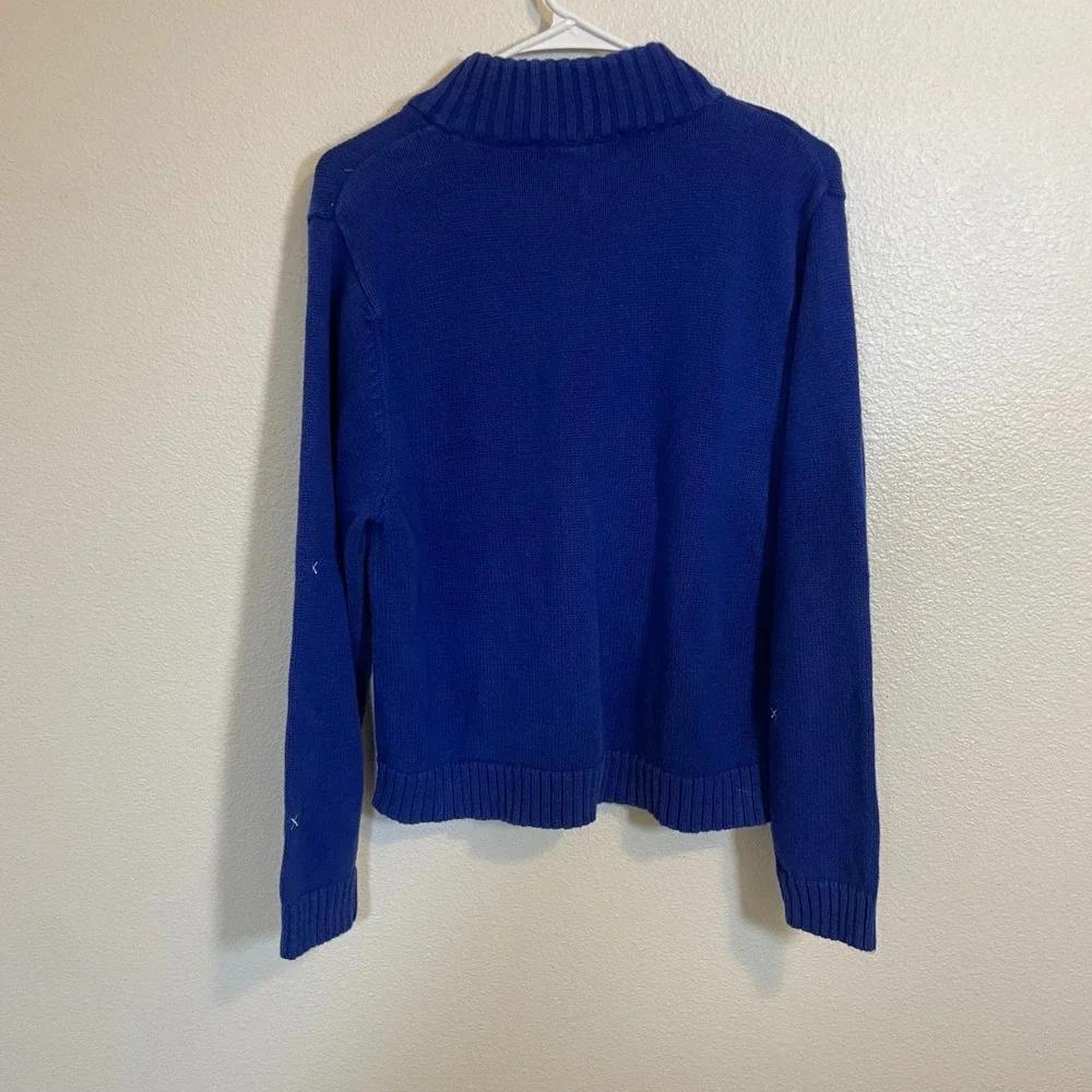 Crystal Kobe Women's M Blue Snowman Christmas Zip Up Sweater Jacket  Embroidered